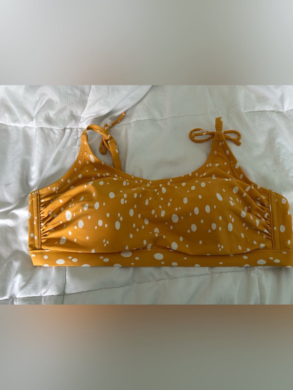Kona Sol Mustard Yellow Polka Dot Bikini Top